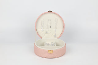 Petite Pink Round Jewelry Case