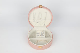 Petite Pink Round Jewelry Case