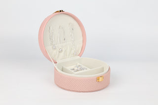 Petite Pink Round Jewelry Case