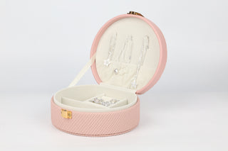 Petite Pink Round Jewelry Case