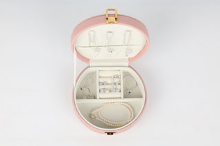 Petite Pink Round Jewelry Case