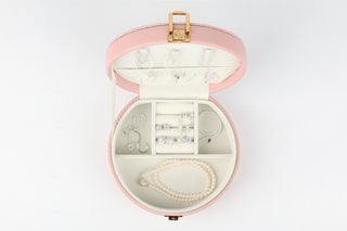 Petite Pink Round Jewelry Case