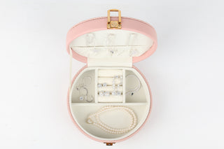 Petite Pink Round Jewelry Case