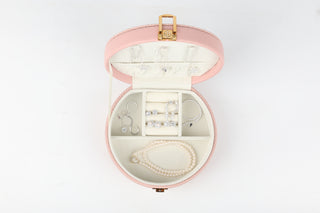 Petite Pink Round Jewelry Case